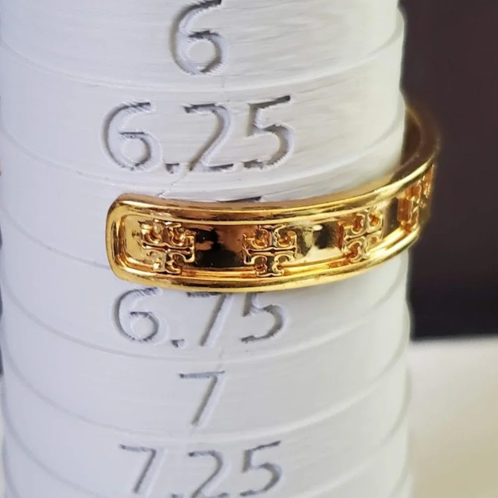 TORY BURCH Raised Logo Cuff Bracelet Gold Tone Double T Designer Classic